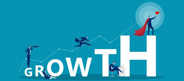 GROWTH word concept banner_ Concept with people _ Premium Vector