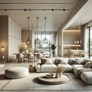 This beautifully designed open-space living room...